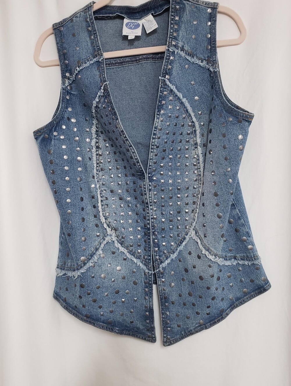 DG2 by Diane Gilman Blue Studded Denim Vest